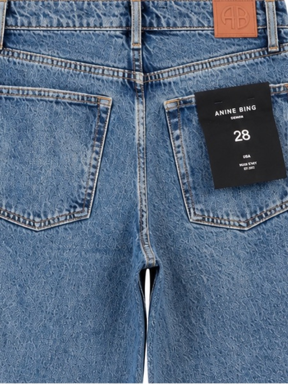 Anine Bing Brie Jeans Womens 28 Cabana Blue Wide Leg Seam Detail NWT - Picture 4 of 11